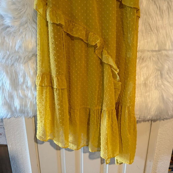 Lulu’s Next to You Mustard Yellow Swiss Dot Ruffled Midi Dress - Picture 6 of 8